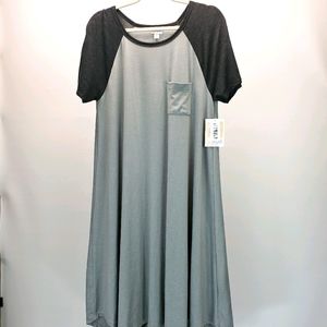 LuLaRoe Carly Dress, Gray & Black w Pocket, Sz M